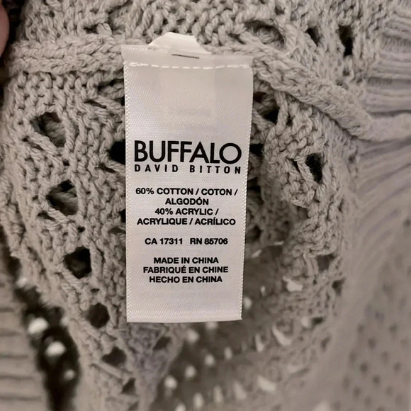 BUFFALO  Cotton Crop V-Neck Sweater Cutout Back, Size L - Picture 7 of 7